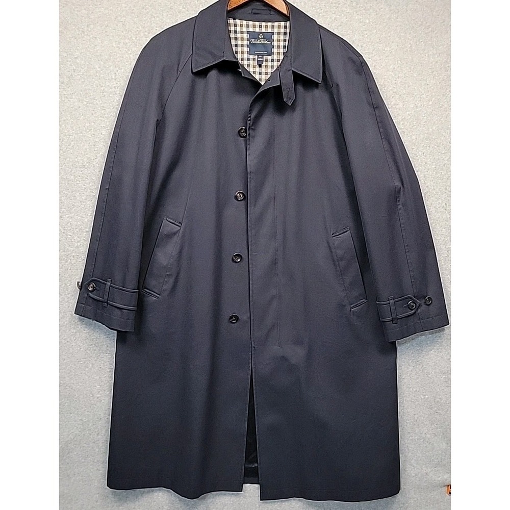 Brooks Brothers Loro Piana Storm System Navy Trench Coat‎ Cotton Silk 44R Luxury